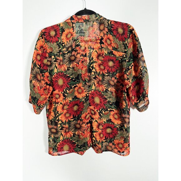 Vintage 80's/90's short sleeved blouse with sunflowers - Picture 8 of 8
